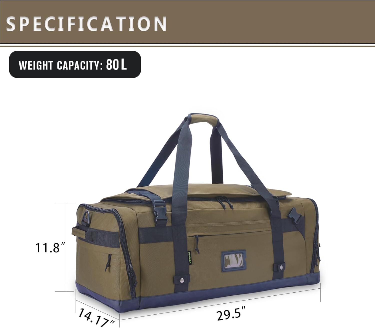 Large Duffle Bag for Travel - Men & Women, Foldable Gym Duffle Backpack, Heavy Duty Tactical Military Canvas Duffel Bags, Extra Big Carry On with Shoe Pockets, Waterproof (80L/103L) - Image 5