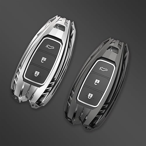 Miniatura 8 de Funda para llavero Hyundai con llavero, elegante y duradera funda de protección de aleación de zinc compatible con llave remota Elantra Palisade