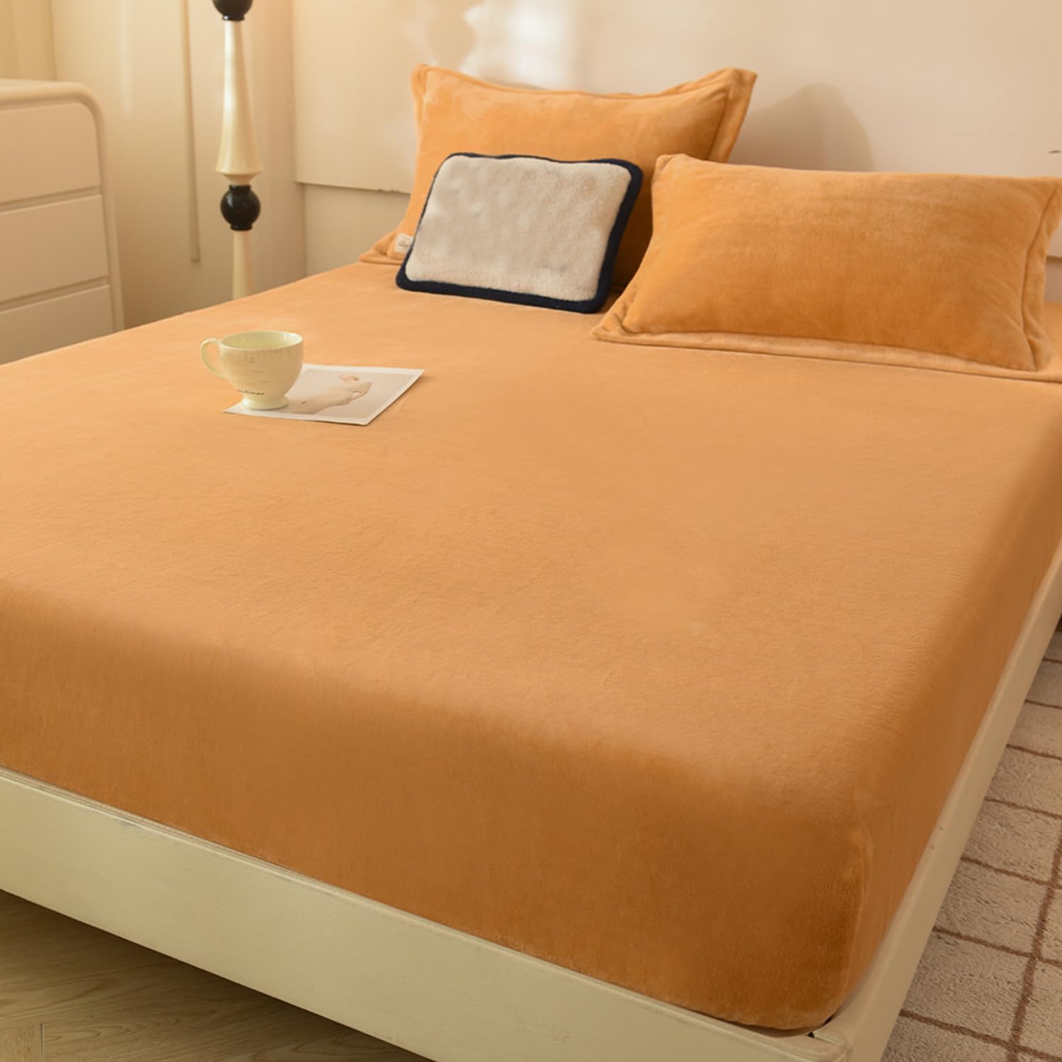 Bluea,90 * 200cmTWIN,LDLCYCN Milk Velvet Mattress Protector Thicken Warm Fitted Sheet Mattress Cover with Elastic Band Bed Cover Non-Slip Mattress Pad Cover with Deep Pocket of 10In Washable