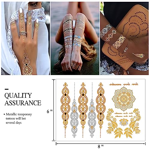 Temporäre Tattoos Muyos Flash Tattoos Metallic Klebetattoos für jeden Anlass