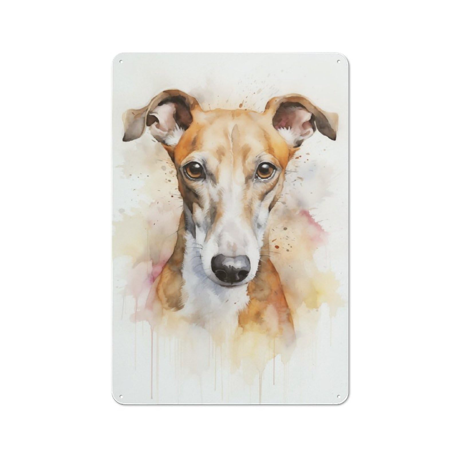 Junmoney Greyhound Watercolor Metal Wall Sign 30X20cm Featuring For Workshop Wall, Suited To Metal Sign Collectors
