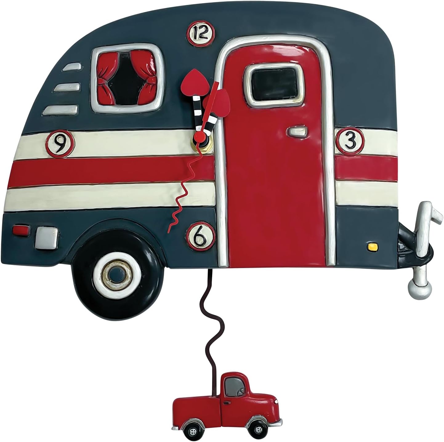 Allen Designs Enesco Camper Life Vintage Trailer Sculpted Pendulum Wall Clock, 11 Inch, Multicolor