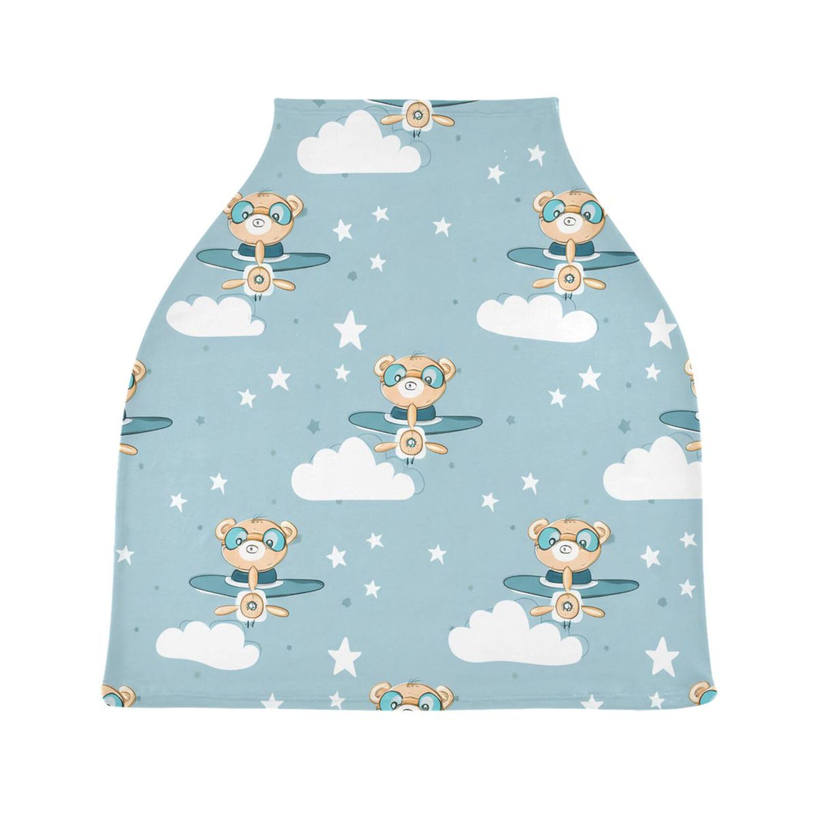 Nesatuwa Baby Car Seat Cover Bears Goggles Pattern Breastfeeding Covers Stretchy Breathable Multi-Use Cover Carseat Canopy for Girls and Boys