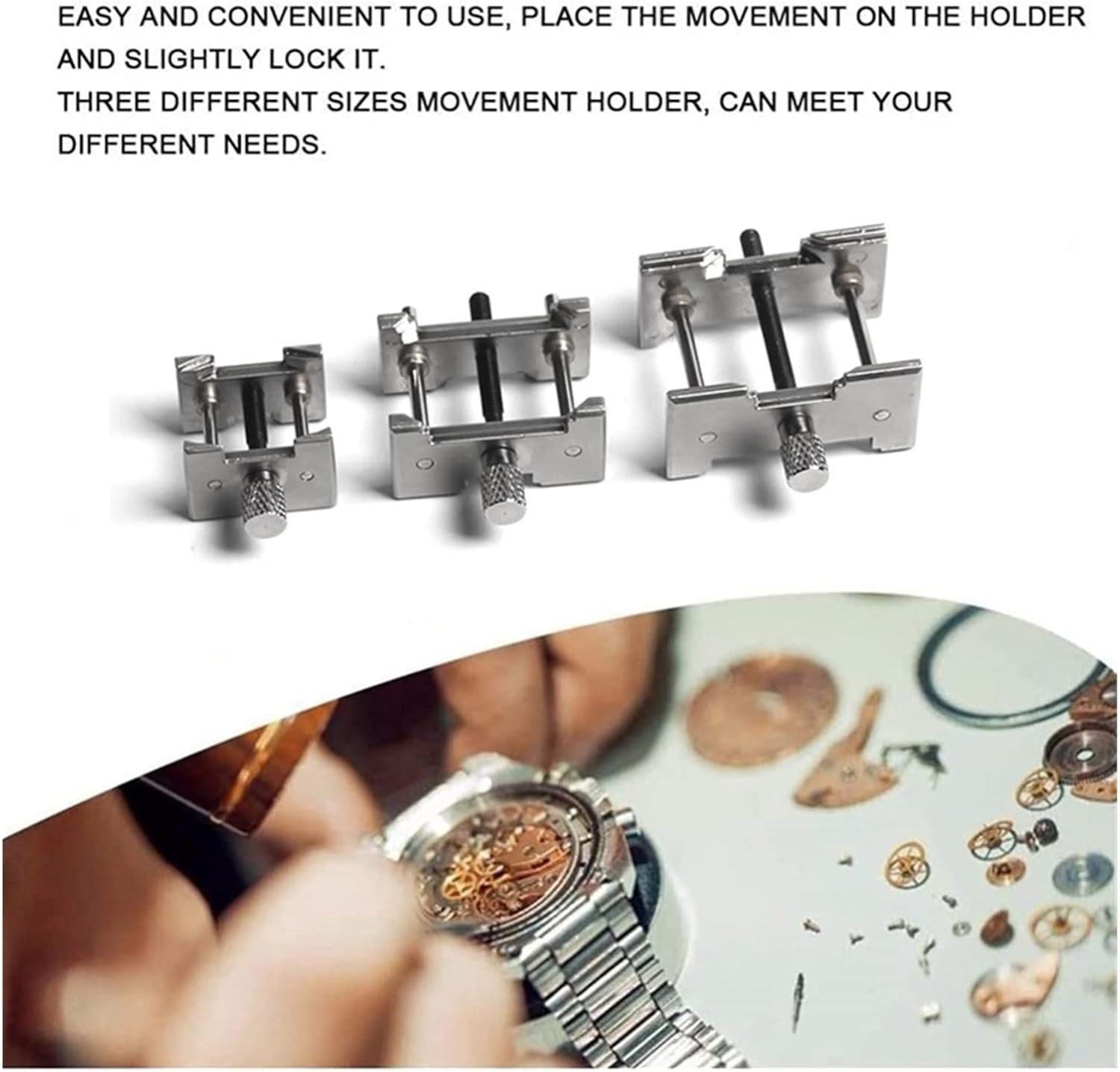 Watch Repair Kit, 3Pcs/Set Metal Watch Movement Fixed Base Holder Accessories Repairing Tool for Watchmaker Watch Repair Tool Kit