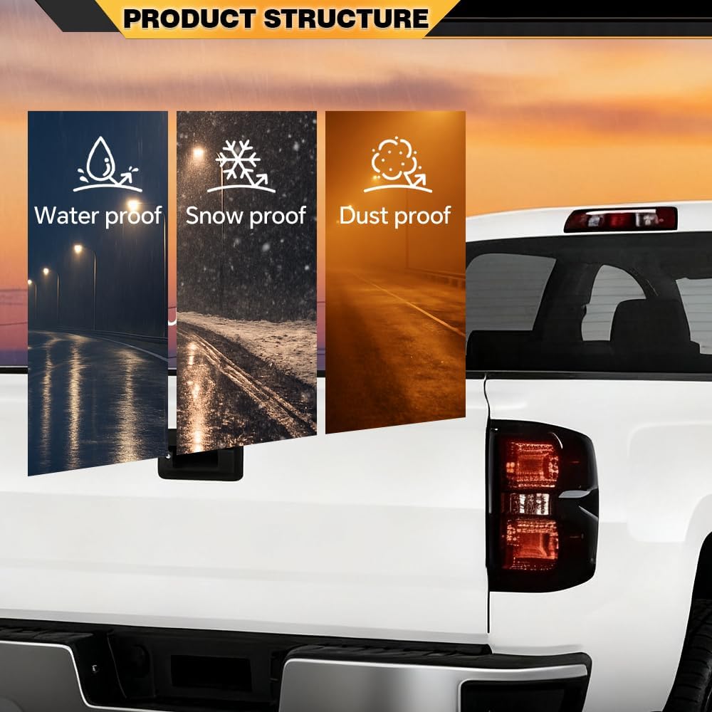 CNNELL Tail Lights Assembly Rear Lights Compatible With 2016-2019 Chevy Silverado 1500 2500 HD, Fit GMC Sierra 3500 HD with Dually Wheels Pair Smoky Lens Rear Tail Lamp with Wiring Harness