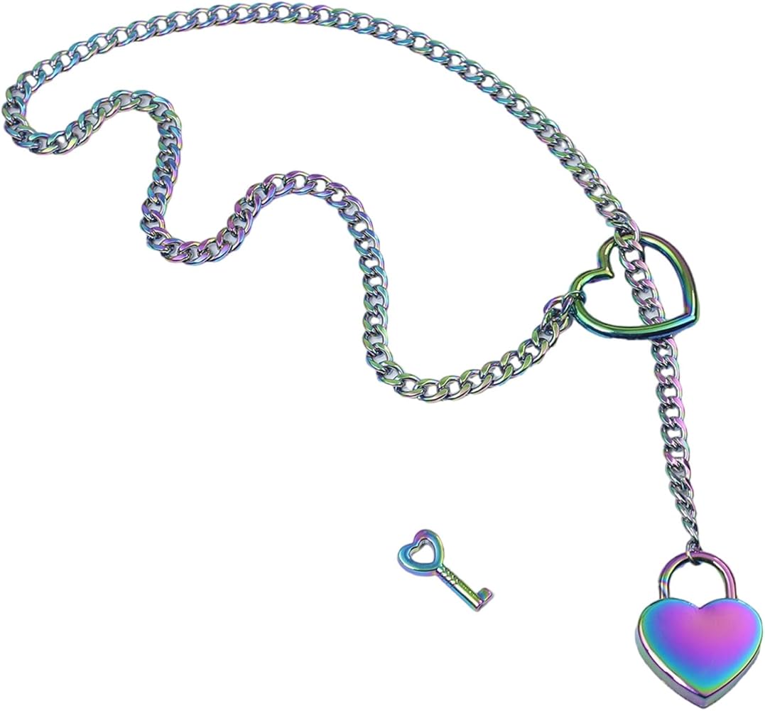 Amazon | Qsvbeeqj ダブルラブハートネックレス パンクロックキューバ