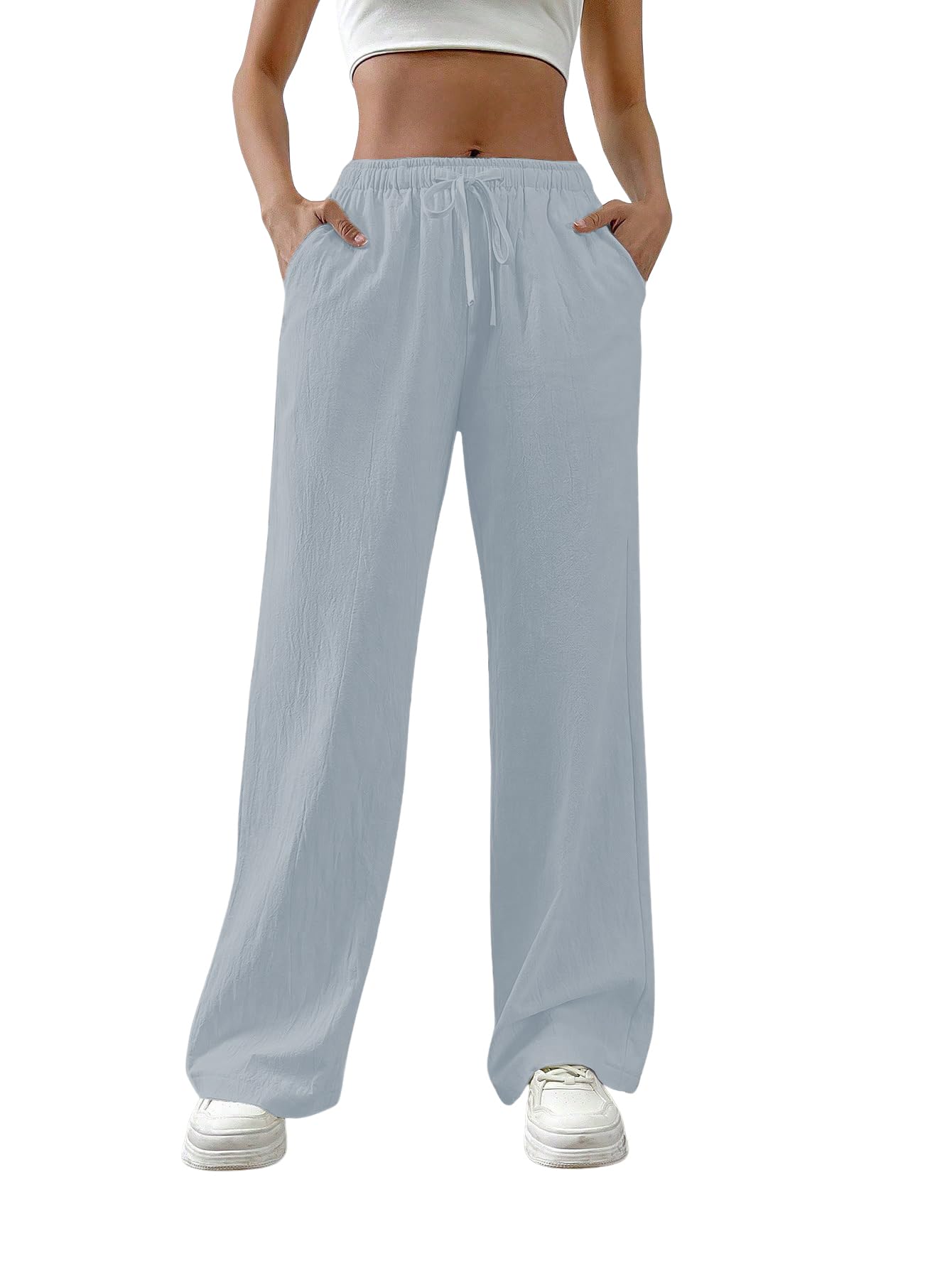 TOPLOT Women's Linen Blend Wide Leg Palazzo Pants
