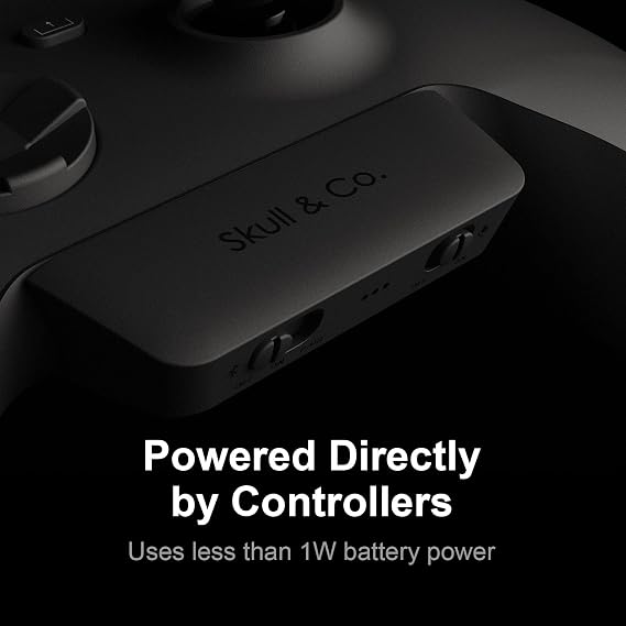 Skull & Co. AudioBox: Bluetooth 5.0 Wireless Audio Transmitter Adapter Low Latency for Xbox (XB1/XSX/XSS/Elite2) Controllers- Black
