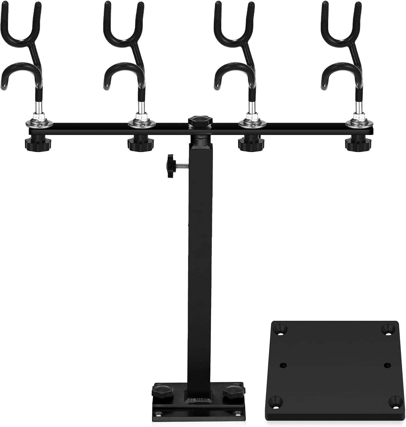 Sotiff Crappie Rod Holder PVC Black Coated Steel Wire Fishing Pole Holders for Boats Anglers Fishing Boat Accessories with Replacement Mounting Plate and 360 Degree Rotation Adjustable Height