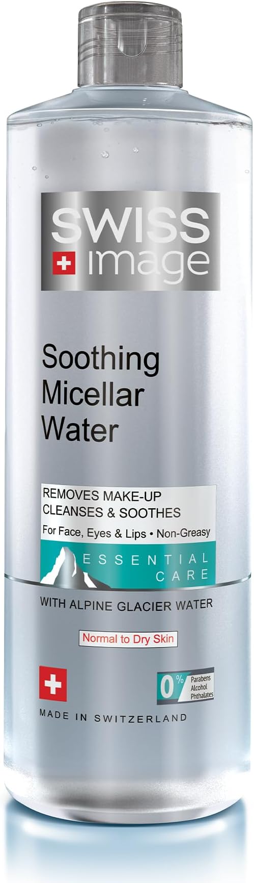 Swiss Image Soothing Micellar Water 400 ml | Gentle Makeup Remover & Cleanser | Calms Irritation, Reduces Redness & Soothes Skin | Non-Rinse Formula for Normal to Dry Skin| Swiss Made