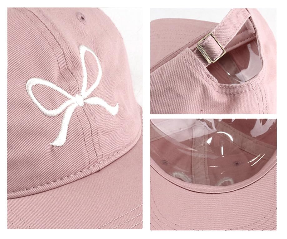 Bow-Tie Baseball Cap for Women Fashion Sun Hats for Women Trucker Hat Y2k Sun Cap Visor Cap Hiking Travel Trendy 2025 Rose