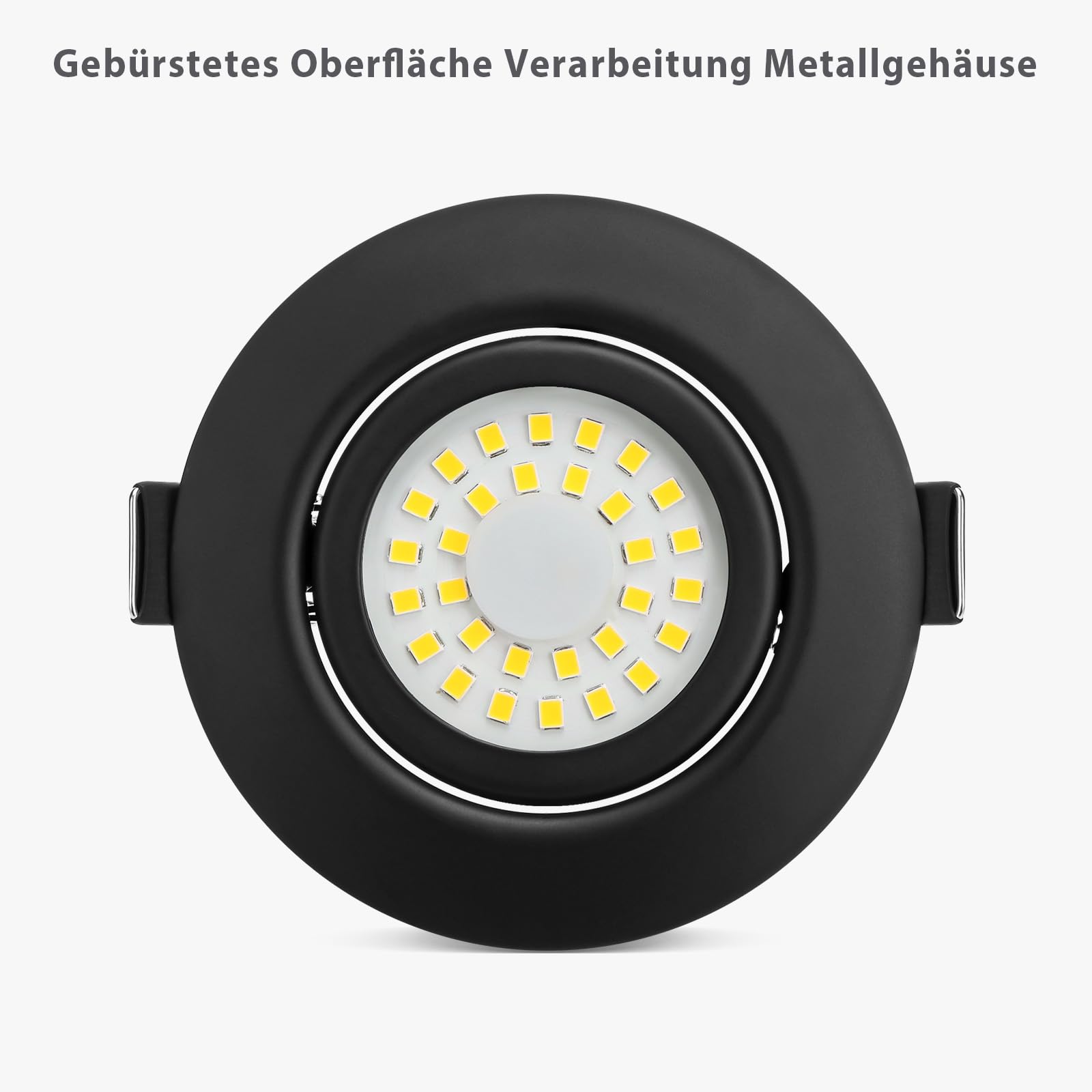 LED Einbaustrahler 230V Flach Dimmbar LED Spots 6W IP44 Bad Einbauleuchten Deckenspots Deckenstrahler,Warmweiß 3000K Schwenkbar Einbauspots für Badezimmer Küche Wohnzimmer,10er Set Schwarz-Matt