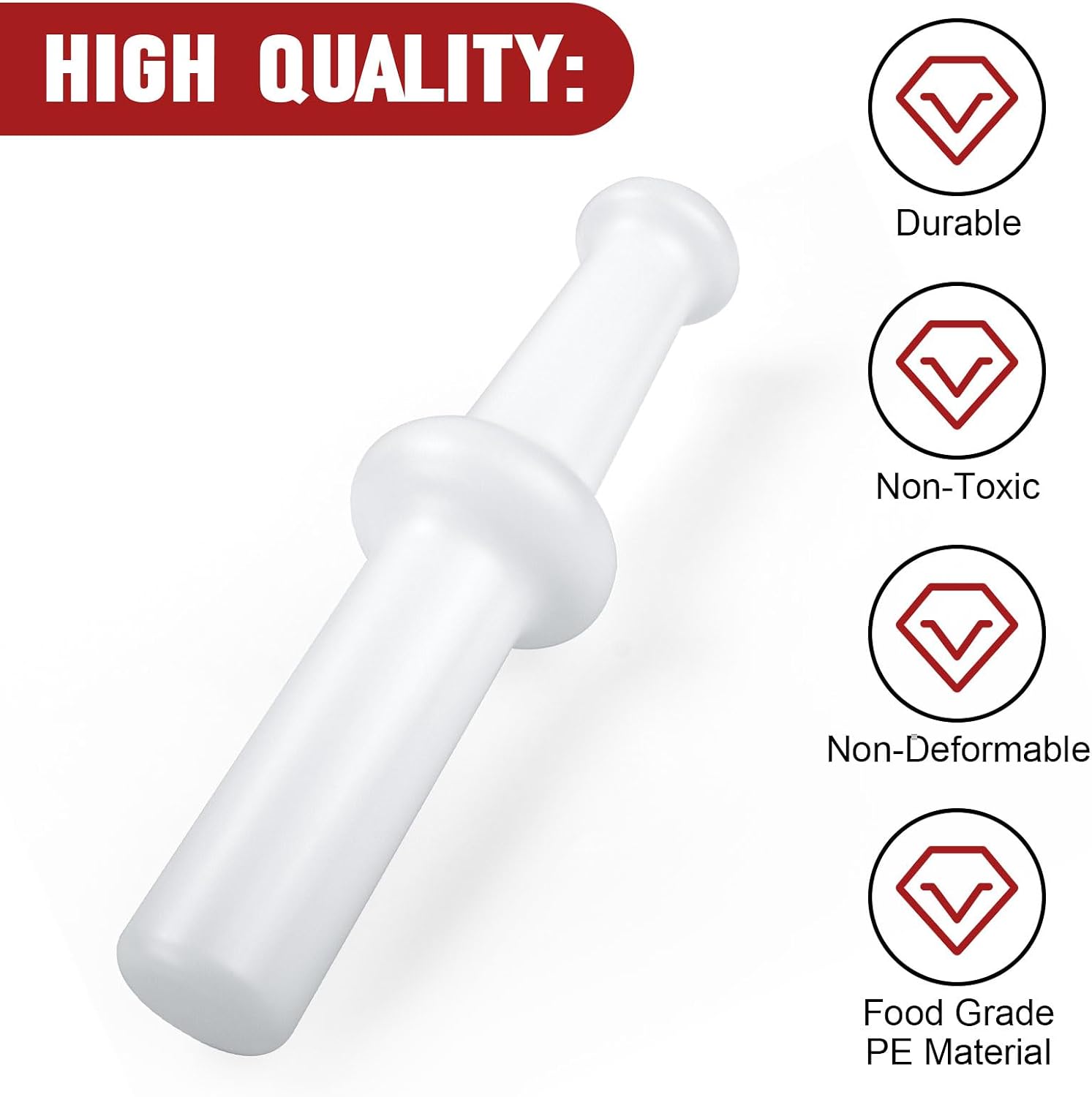 Meat Grinder Pusher Tool for Kitchenaid Lem Meat Sausage Food Grinders, Meat Grinder Plunger Pusher Length 9.8" Stuffing End OD 1.5"- Kitchen Food Grinder Attachment (1 Pcs)