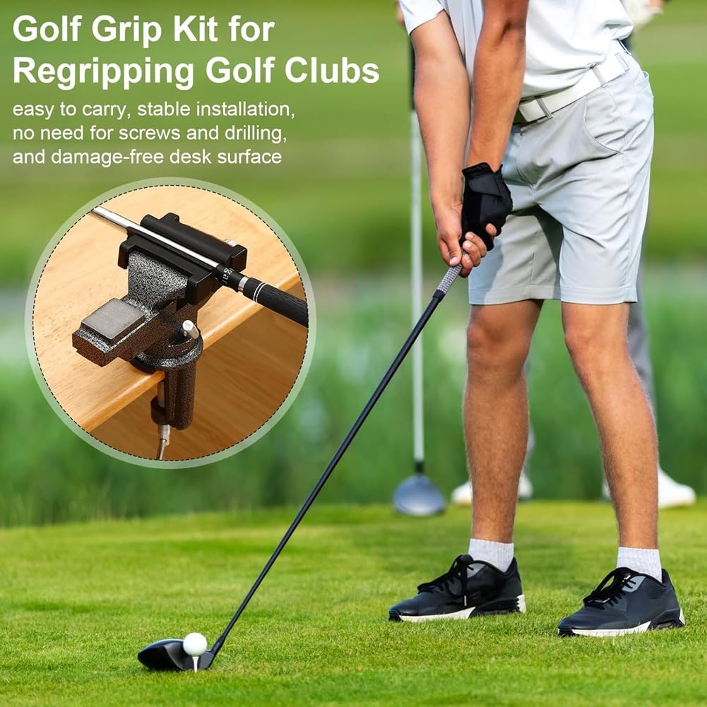 Kit di Impugnature di Ricambio per da Golf con Impugnatura Girevole A 360°, Strumento di Rimozione 'Impugnatura, Cuscinetto in Gomma Antiscivolo, Gancio per La Sostituzione 'Impu