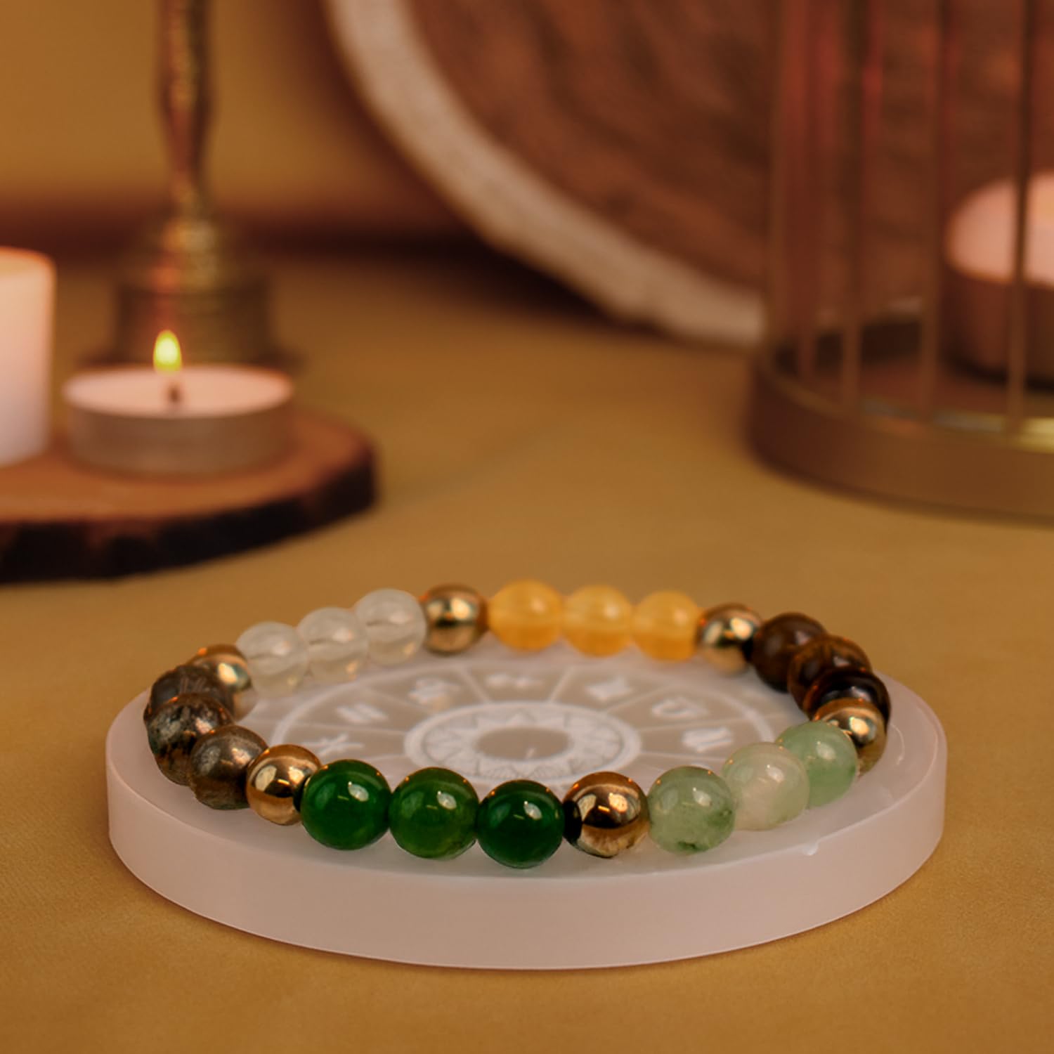 Astrotalk Sampurn Dhan Combo | Dhan Yog Bracelet with Selenite Plate | Manifest Wealth with Citrine, Jade, Tiger Eye & Pyrite Stone | Bracelet for Man & Woman | Gift Items for Women & Men Astrotalk Sampurn Dhan Combo | Dhan Yog Bracelet with Selenite Plate | Manifest Wealth with Citrine, Jade, Tiger Eye & Pyrite Stone | Bracelet for Man & Woman | Gift Items for Women & Men