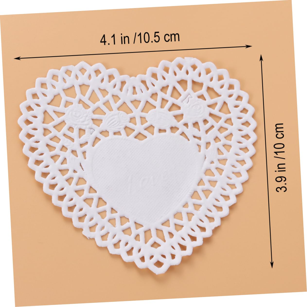 Veemoon 4 Inch Wedding Table Cake Paper Mats 250pcs Paper Doilies for Tables Heart Shape Lace Food Doilies