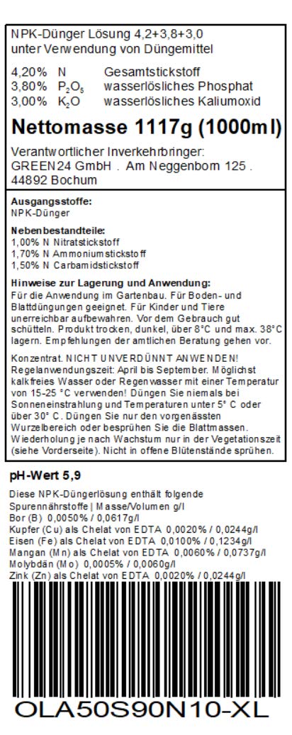 GREEN24 Nawóz do oliwek Olea XL 1 litr NPK, do roślin w grządkach i donicach