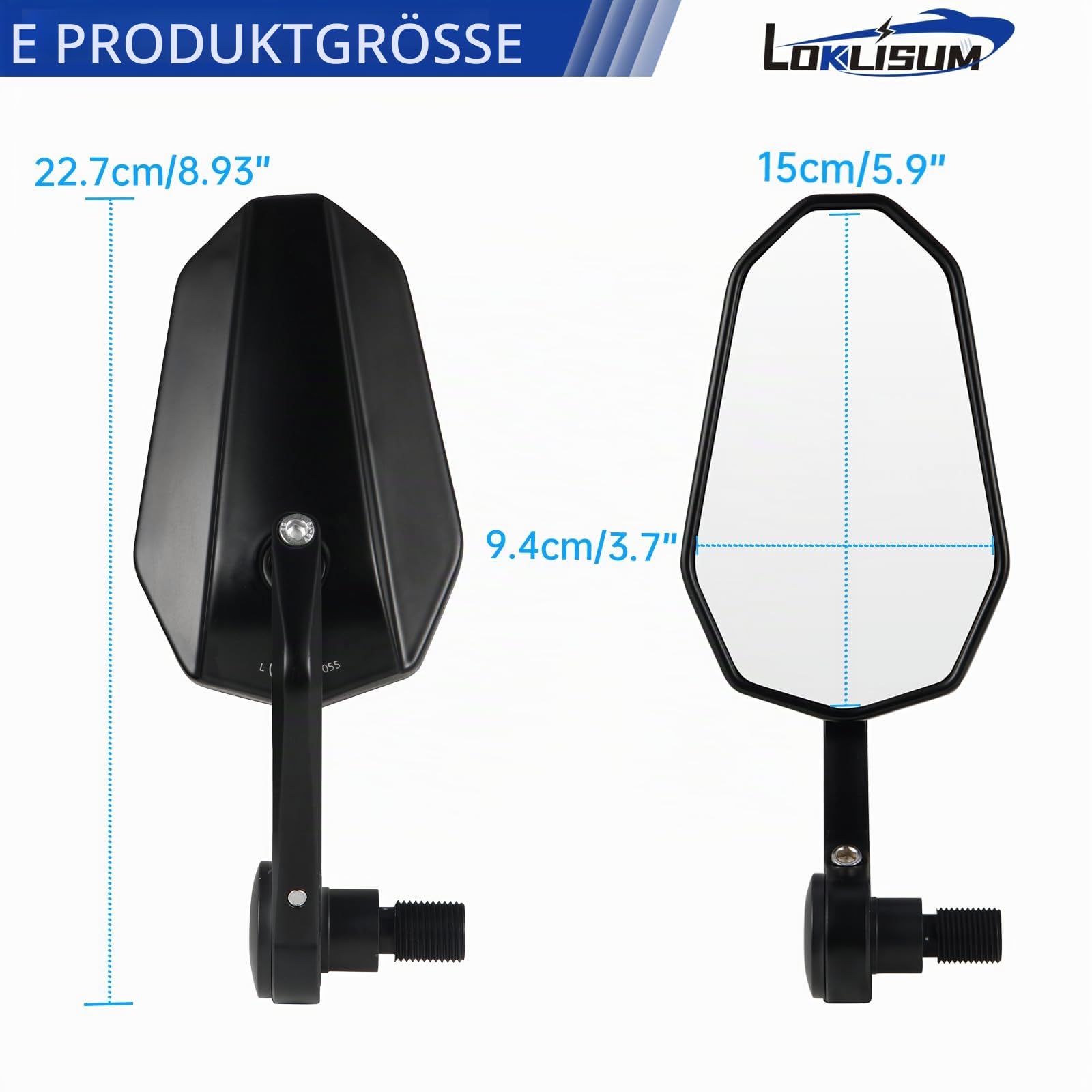 Motorrad Spiegel E-geprüft, 2 PCS Lenkerendenspiegel Motorrad Rückspiegel, 7/8" 22mm Seitenspiegel Kompatibal mit Yamaha MT125 MT03 MT07 MT09 MT10 XSR700 XSR900 FZ1 FZ6 FZ07 (Rhombus)