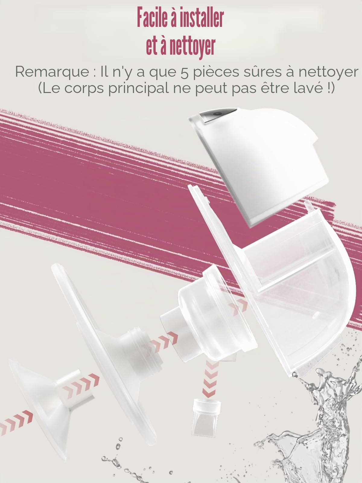 Lulia Tire Lait Electrique Main Libre LU05, 4 Modes 9 Niveaux, 350mmHg Forte Aspiration, Komfortabler & Portable, Sans BPA, avec Bride de 17/19/21/24 mm (1 Paquet-Blanc)