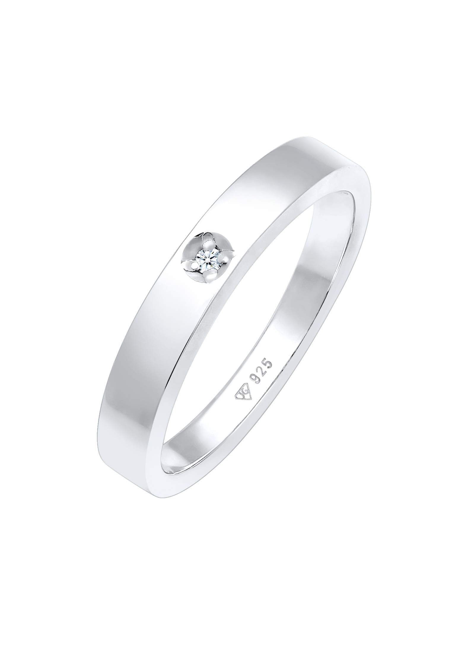 Elli DIAMONDS Ring Solitaire Classic with Diamond (0.015 ct.) in 925 Sterling Silver