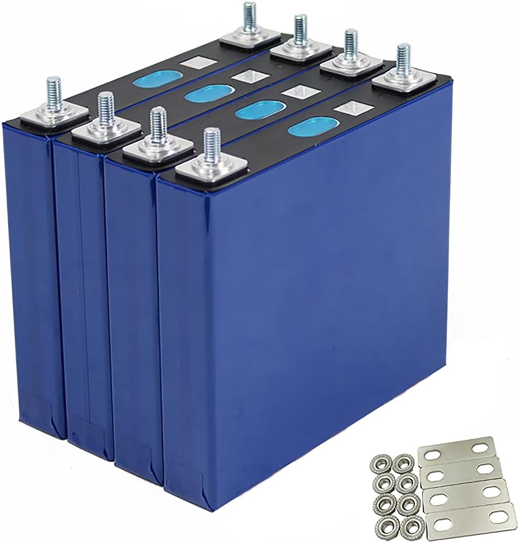 LiFePO4 Cells 3.2V 50Ah 4pcs Battery Rechargeable Lithium Iron Phosphate,Max.Continuous Discharge/Charge 50A, Support Multiple Series or Parallel DIY Battery Pack with busbars and Nuts