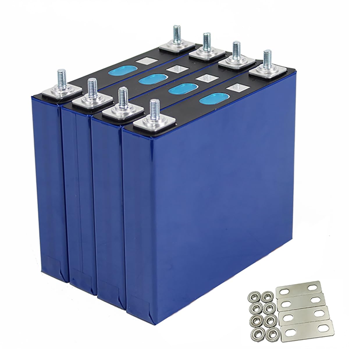 LiFePO4 Cells 3.2V 50Ah 4pcs Battery Rechargeable Lithium Iron Phosphate,Max.Continuous Discharge/Charge 50A, Support Multiple Series or Parallel DIY Battery Pack with busbars and Nuts