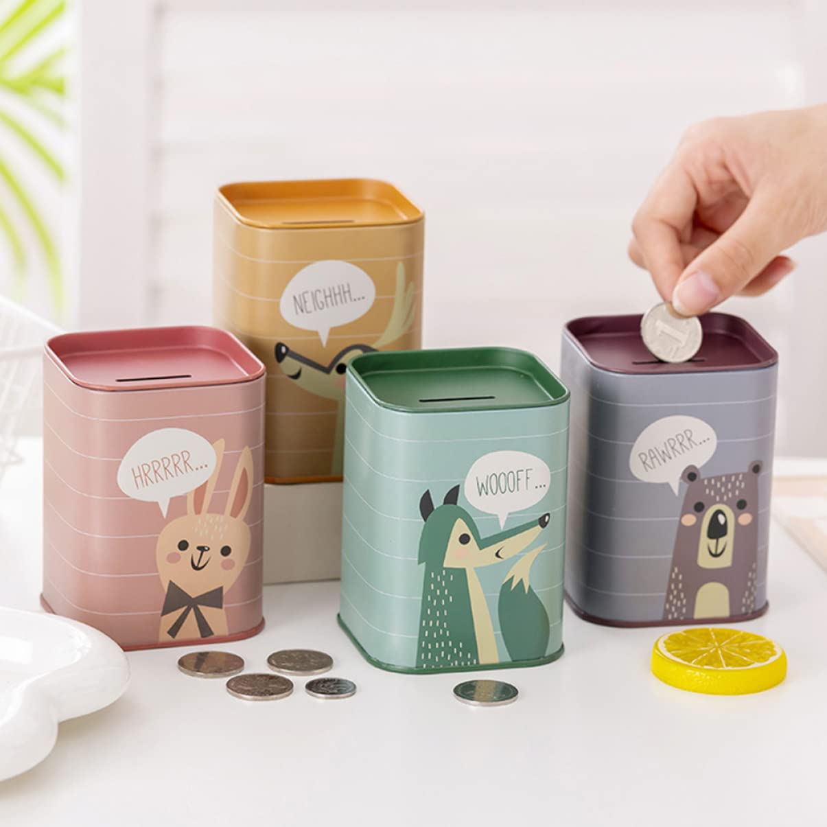 Toyvian 3 Set Salvadanaio in Giocattoli Per Giocattoli Regalini Per Banca Scatola Di Soldi Barattolo Per Risparmiare Denaro Salvadanaio Decorativo 4 Pezzi * 3