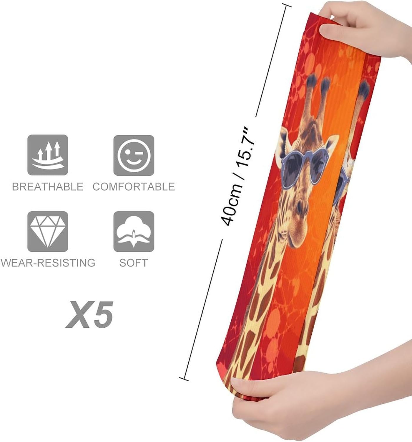 Giraffe Wearing Sunglasses Stocking - Cute Casual Long Athletic,Crew Sock for Men Women,Running Socks Soft Breathable for Gift