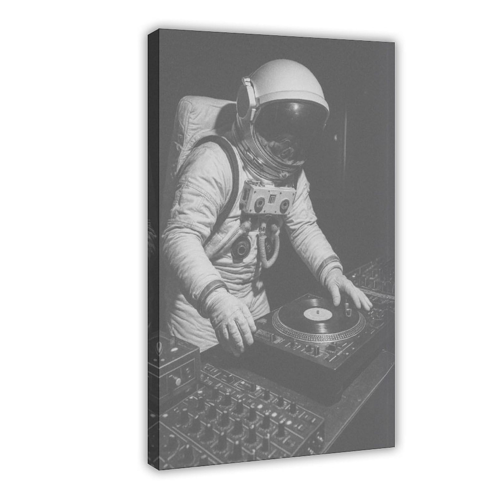 Ywtjax Frame-Style Astronaut Dj Poster Canvas Poster For Dorm Room Decor Gift