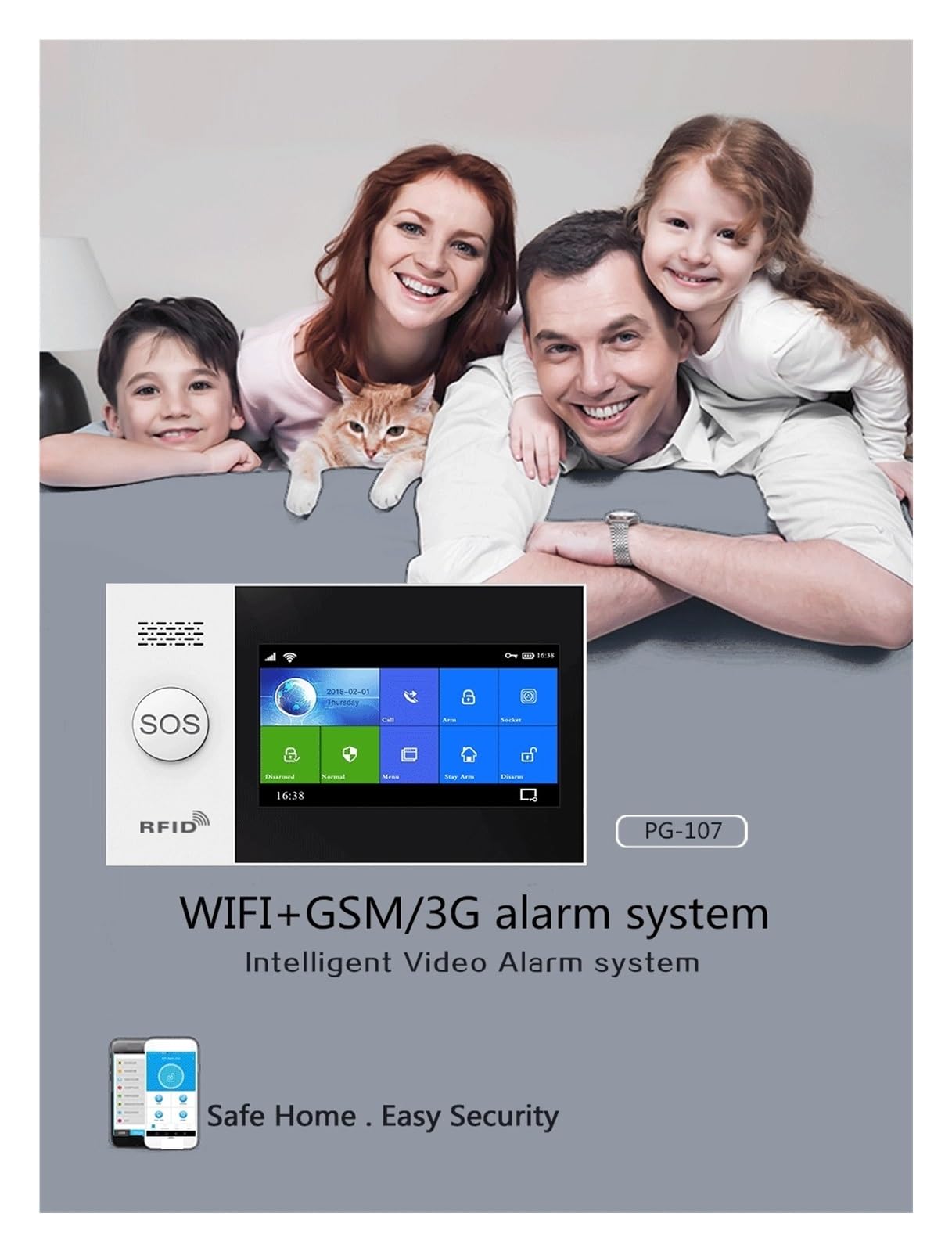 Di Allarme WiFi GSM 4G Supporto For Kit Sicurezza Wireless APP Tuya Smart Life Sistema Di Allarme Completo(Set-E)