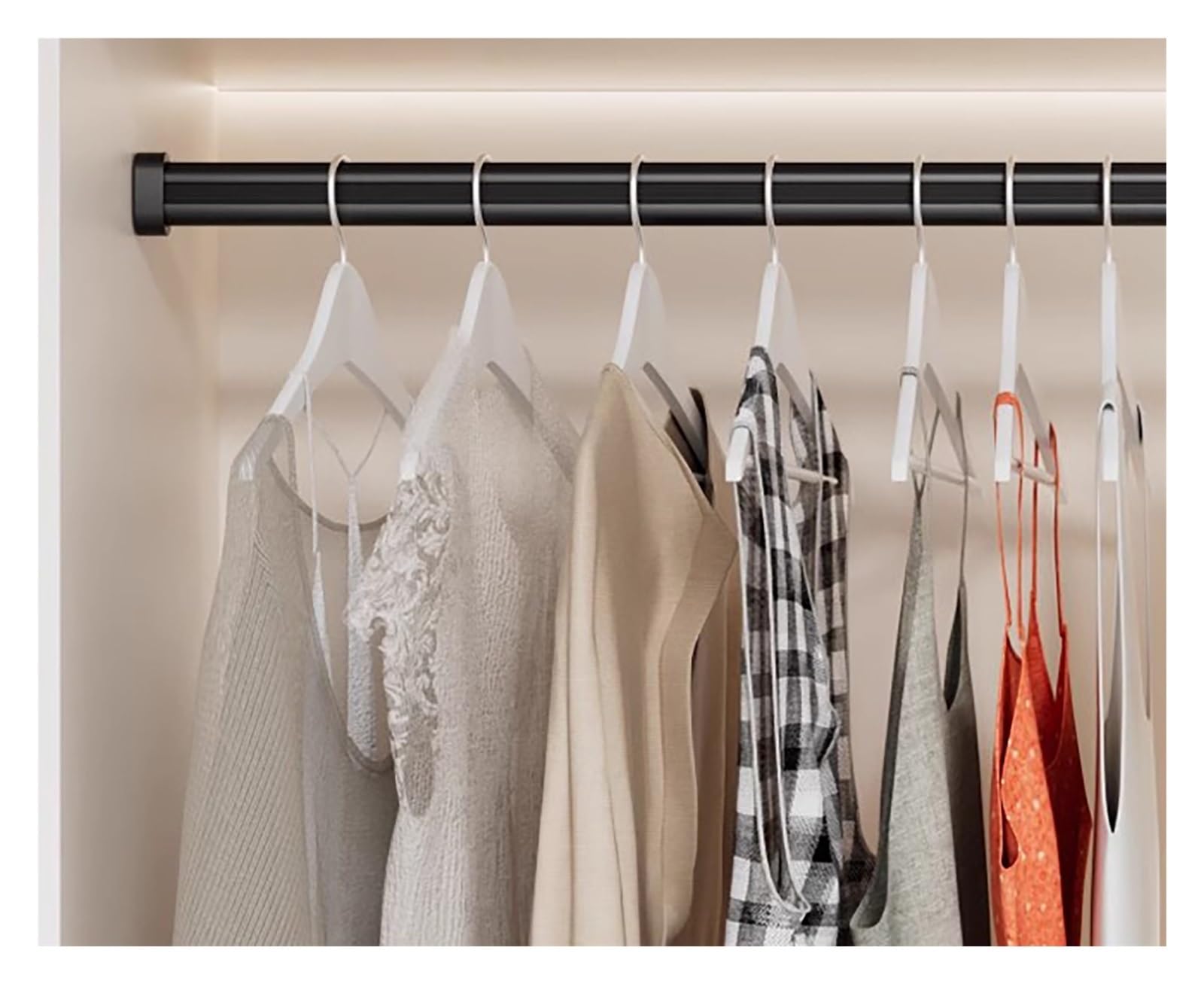 Tringle de placard amovible haut de gamme en aluminium noir satiné