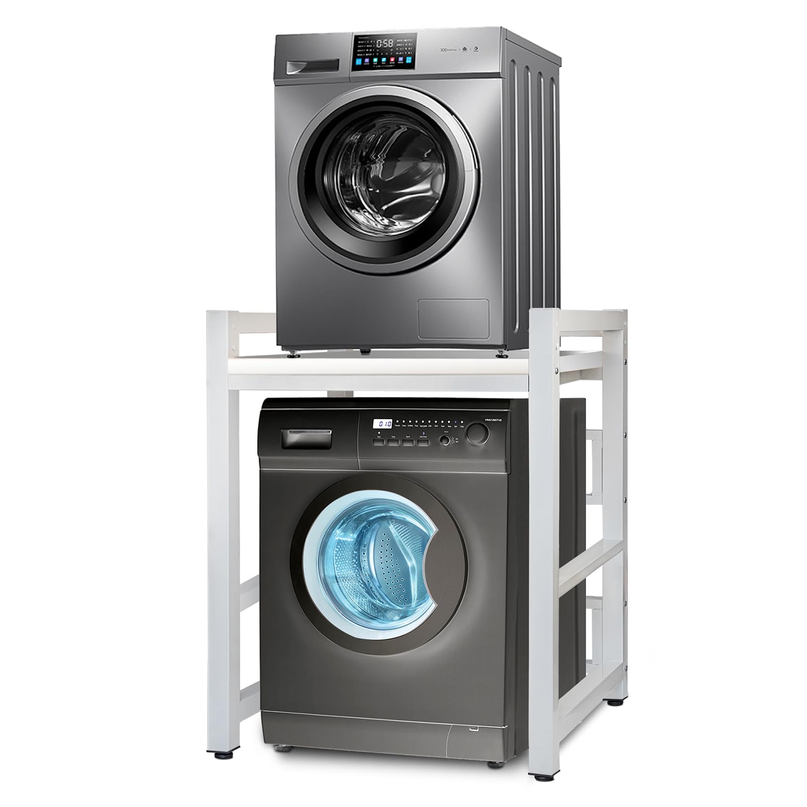 JXZ Washer Dryer Stand Stacking Kit, Stacking Kit for Washing Machine, Height Adjustable Load Bearing Capacity 300kg for Bathroom Balcony Laundry Room (White C)