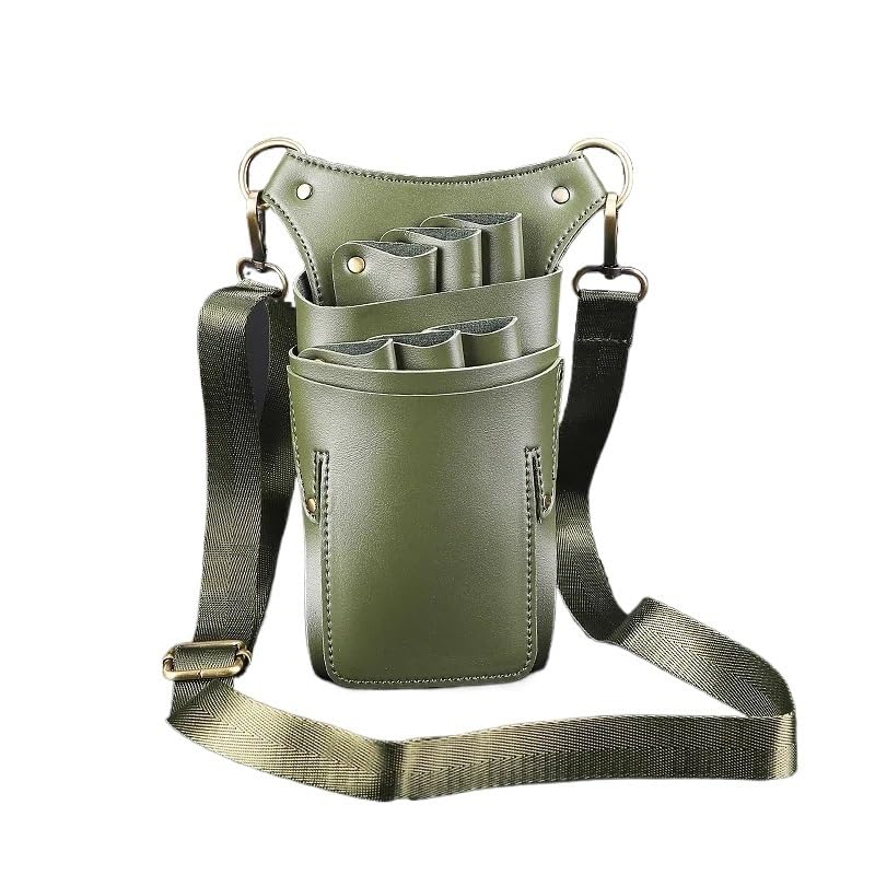 Sac pour matériel de coiffure Étui en cuir à 6 poches for ciseaux à cheveux, ceinture de taille, sac de barbier, étui de salon, trousse de ciseaux de coiffure, sac à outils, sac de barbier