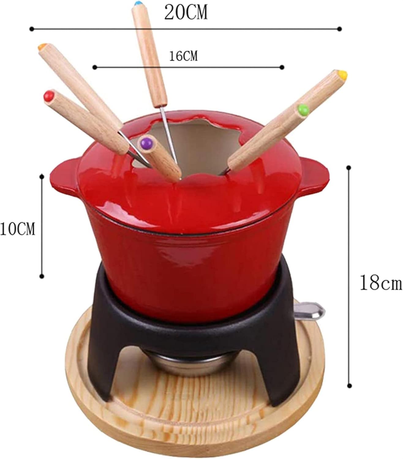 Cheese Fondue Set, Cast Iron Fondue Pot and 6 Fondue Forks Included, Fondue Pot Set for Cheese Fondue or Chocolate Fondue, for Buffet and Party Tables