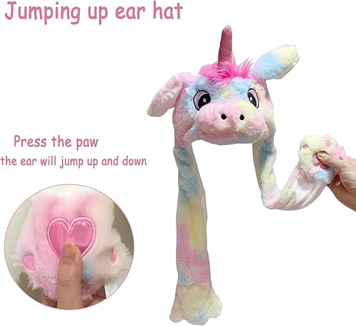 Miniatura 2 de GADMEXILY Gorro de peluche con orejas de animal para saltar para Halloween, Navidad, cosplay, novedad, gorra de fiesta para adultos, mujeres y niños