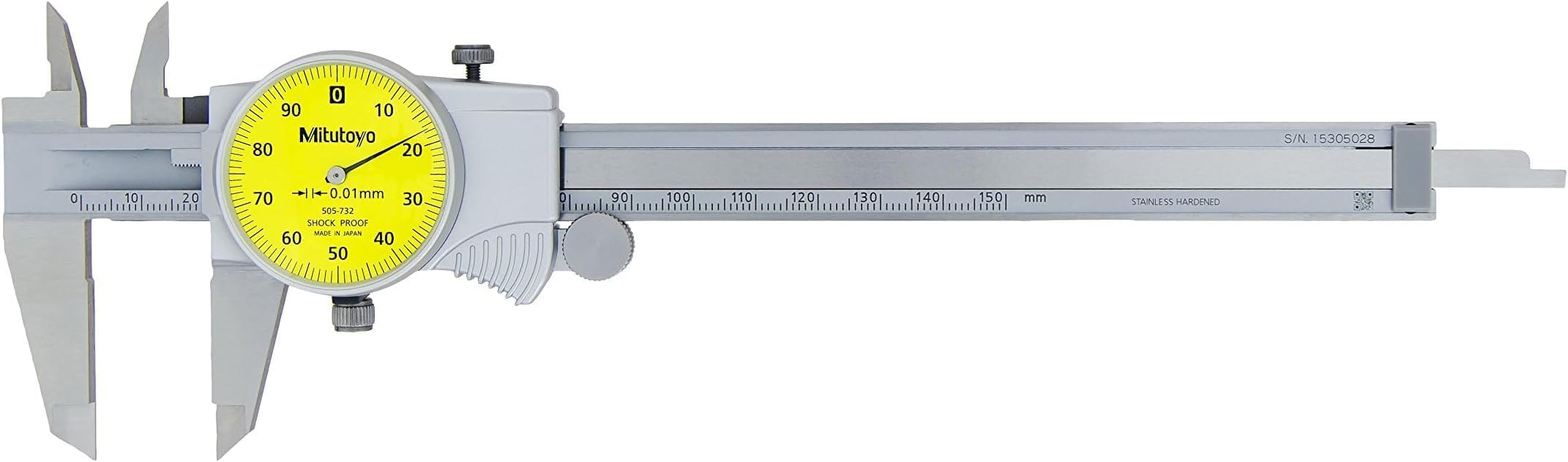505-732 Dial Caliper, 1 mm per Rev, 0-150 mm Range, 0.01 mm Accuracy