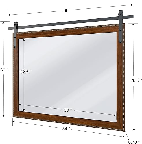 Miniatura 2 de ROOMTEC Espejo de baño de 38 x 30 pulgadas, espejo de pared rústico con marco de madera para baño, entrada