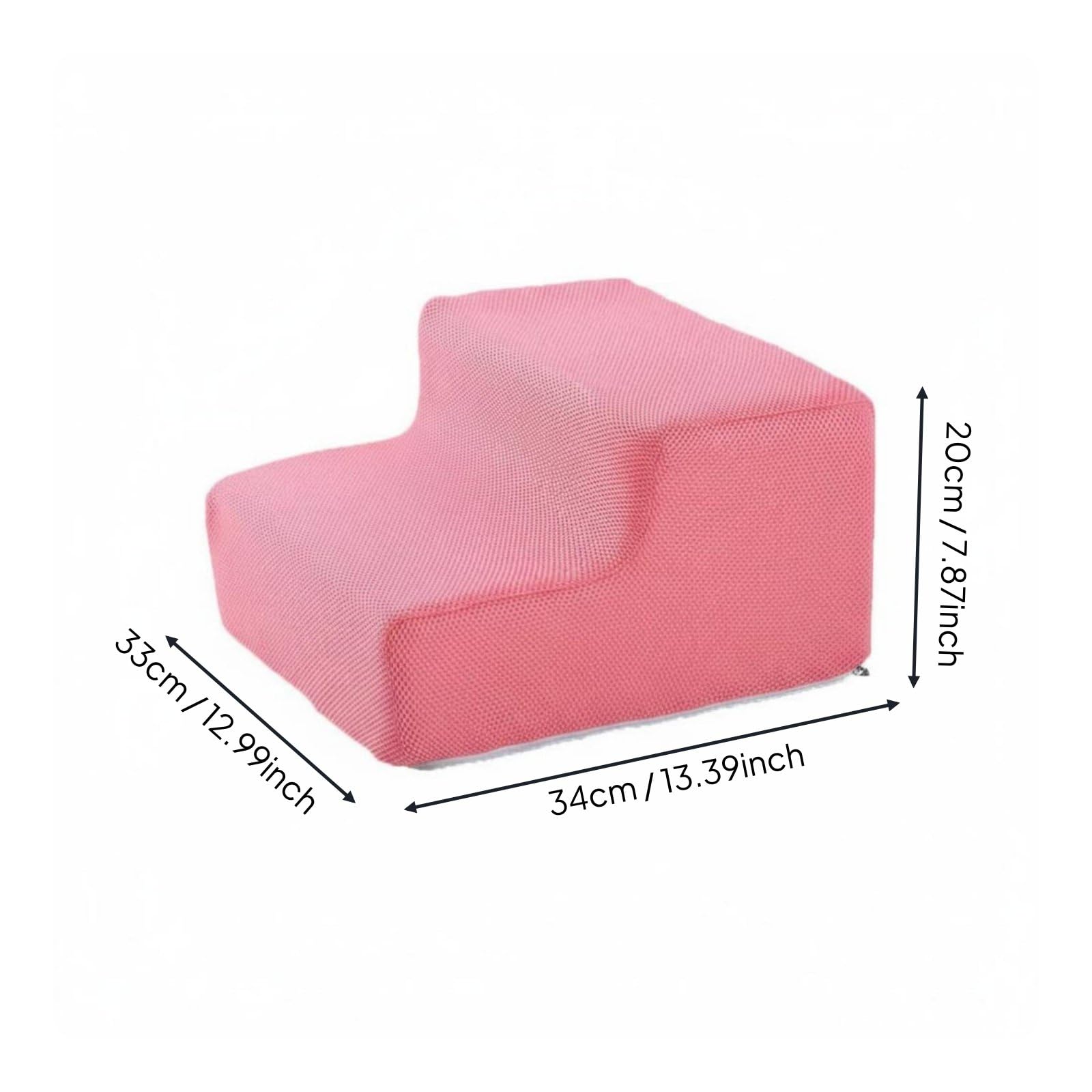 Rampa Industrial Escalera para Mascotas Portátil de Espuma con Superficie Antideslizante y Funda Lavable Adecuada para Facilitar Acceso de Perros a Muebles en Dormitorio, Rosa, 2-Pasos