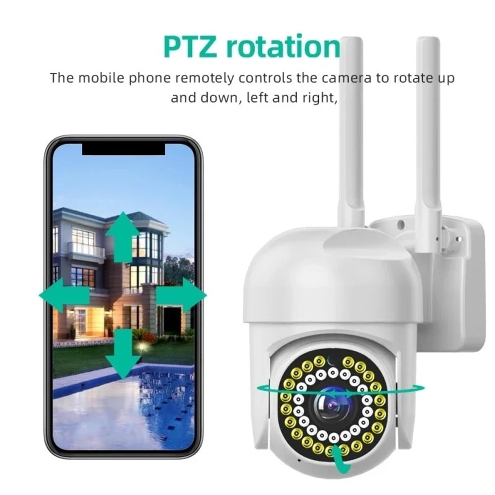Kamera bezpieczeństwa zewnętrzna, Kamera IP HD 3MP 5MP kamera PTZ kolorowa noktowizor automatyczne śledzenie dwukierunkowy dźwięk zewnętrzna kamera monitorująca Kamera bezpieczeństwa domowego WiFi z w