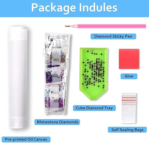 Miniatura 4 de Kits de pintura de diamante 5D para adultos, kits de pintura de diamantes para bricolaje, kits de pintura de diamantes de vaca y flor, kits de arte