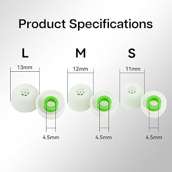 Linsoul Kiwi Ears Flex Anti-earwax IEM Ear Tips, 3 Pairs, S/M/L Size