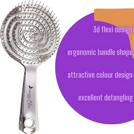 Nascita Pro 3D Flexi Control Opening Scanning Hair Brush Silver - 35