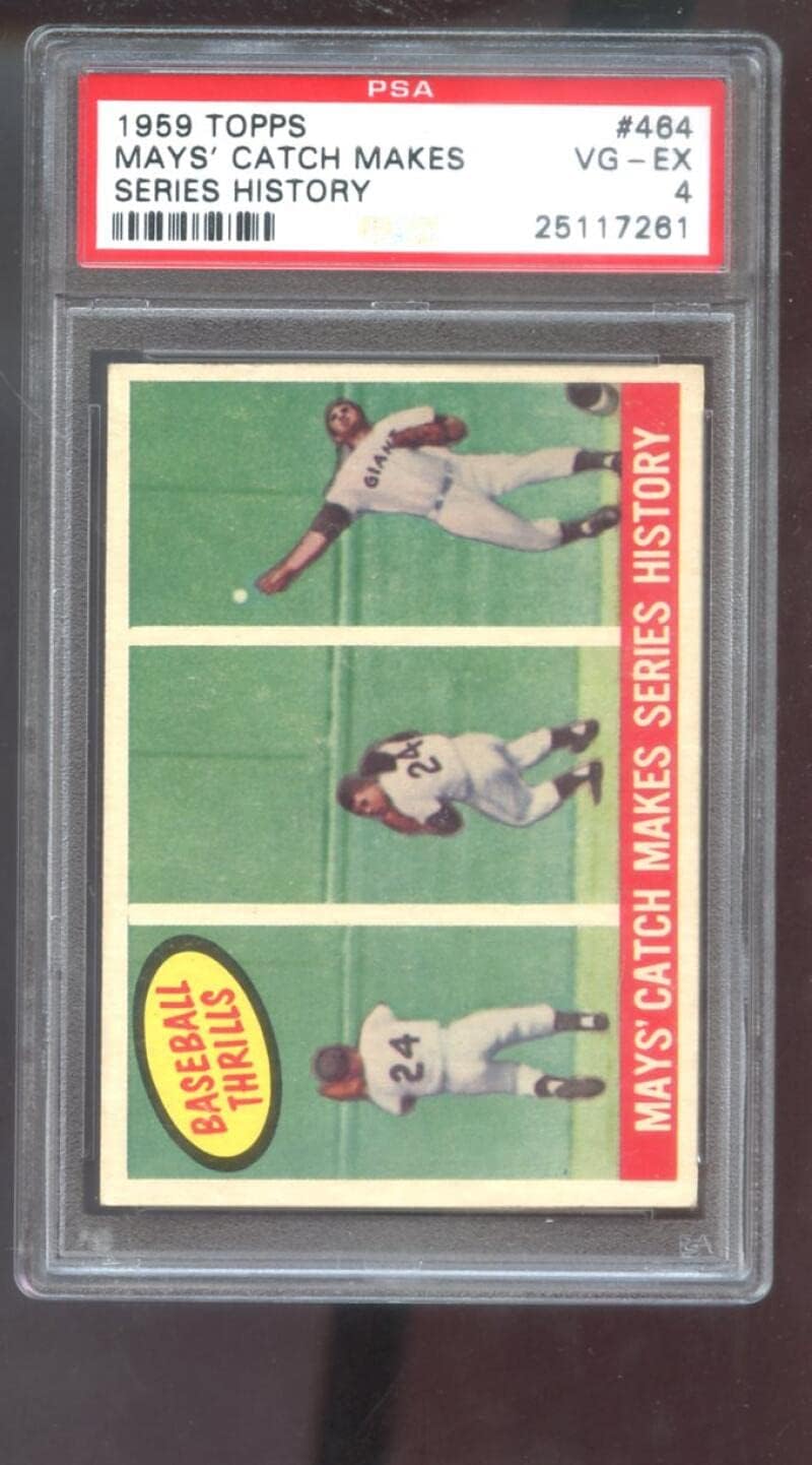 1959 Topps #464 Willie Mays' Catch Makes Series History PSA 4 Graded Baseball Card MLB Giants World Series Famous Catch
