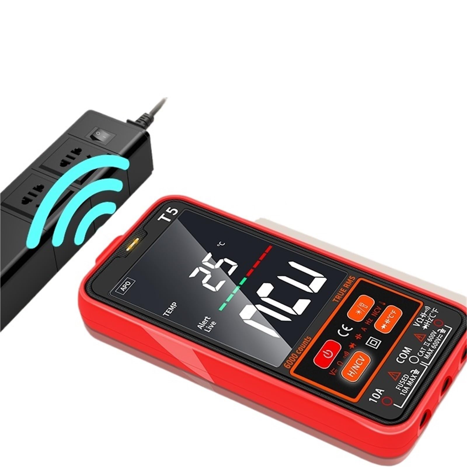 1 pz Multimetro AC 600V Tensione 10A Corrente Vero RMS Multimetro 6000 Conteggi Ohm Tester Elettricista Professionale(T5 backlit screen)