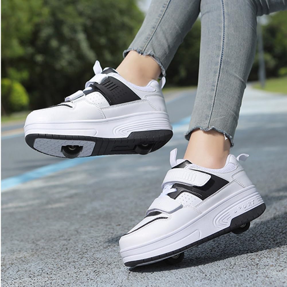 Running Shoes Sports Shoes with Wheels, Shoes 2 in 1 Multifunctional Outdoor Running Shoes, Fashion Skateboard Shoes Shoes with 2 Wheels, for Young Adults