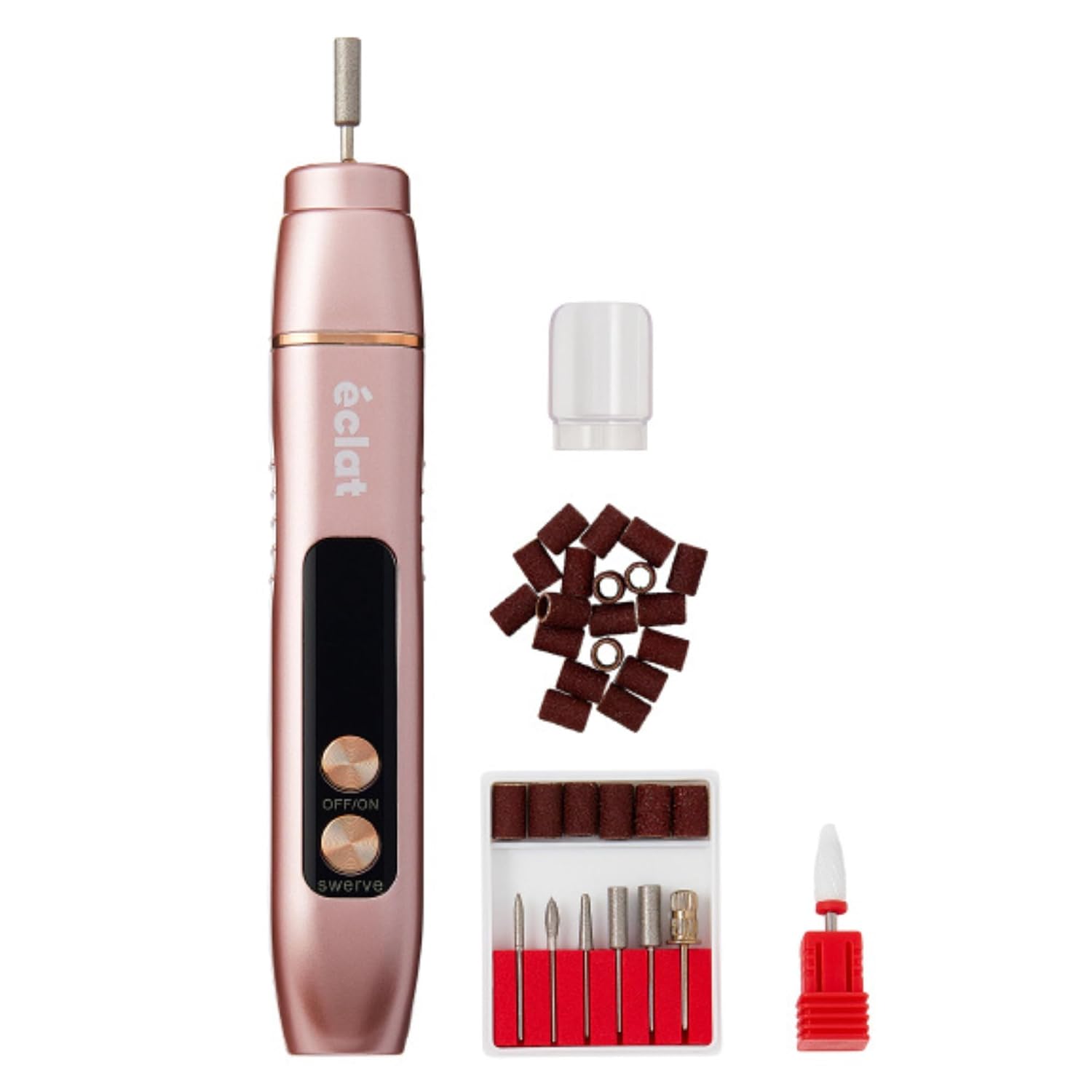 ÉCLAT Cordless Nail Drill, Professional Portable E-File for Gel & Acrylic Removal, Rechargeable Manicure Set with Charging Stand & LED Light, Quiet 13,000 RPM Electric File for Home, Travel, Rose Gold