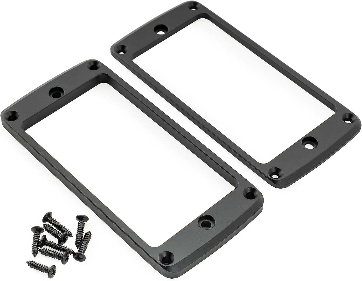 Musiclily Ultra Aluminium Flat Bottom Beveled Humbucker Pickup Mounting Rings Set for Epi SG Style Electric Guitar, Black (3mm+5mm)