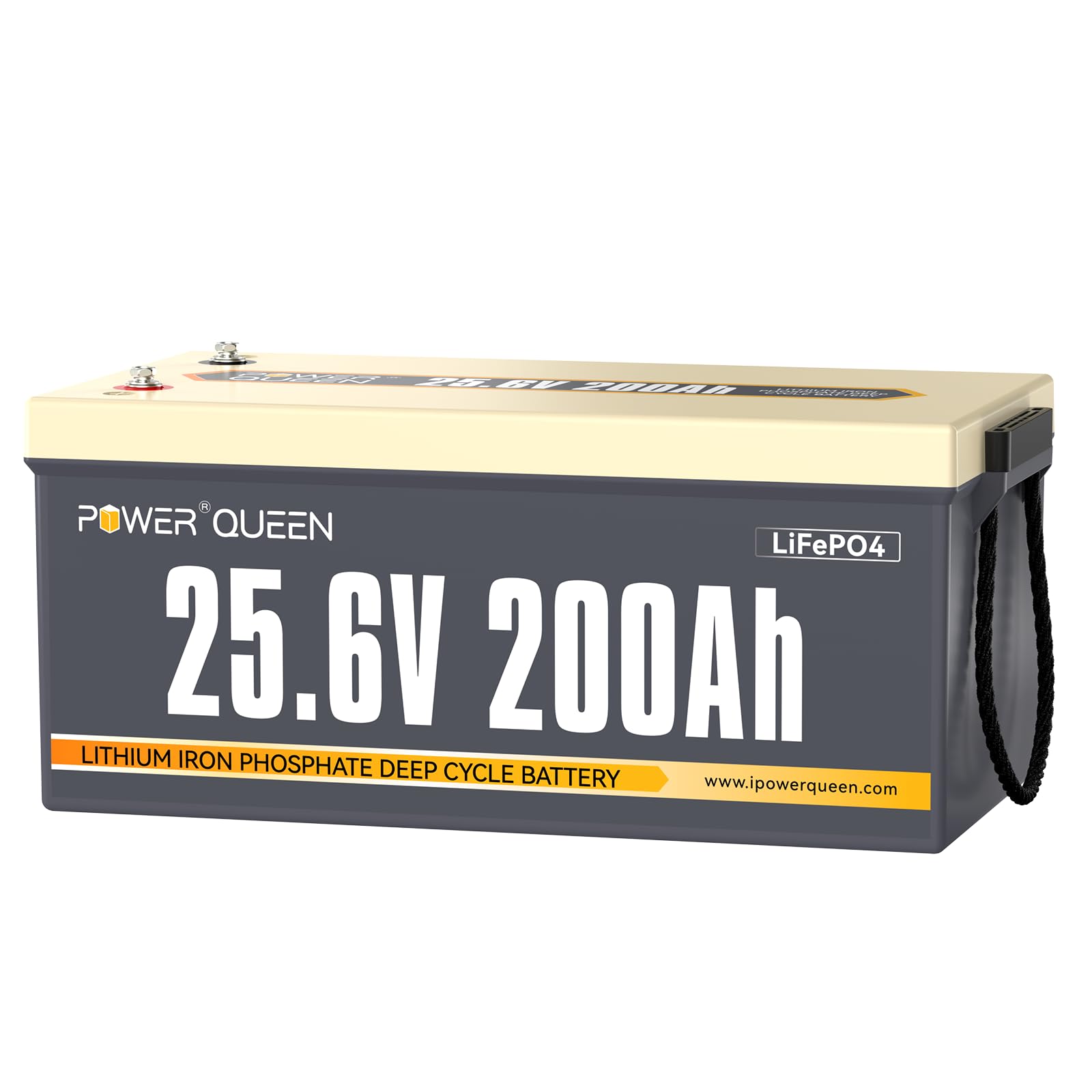 Power Queen 24V 200Ah Batería LiFePO4 Deep Cycle para Energía Solar | 200A BMS,4000-15000 Ciclo Profundo,5120Wh de Energía,IP65,Max.4P4S para Motores de Arrastre,Barco,Fuera de La Red