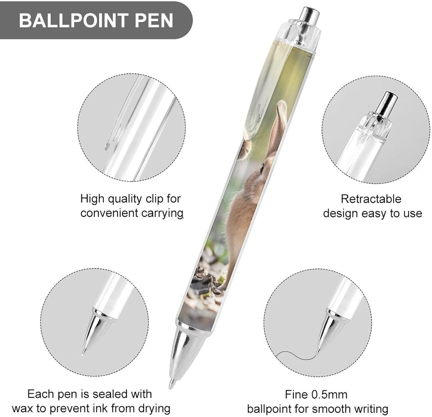 Ballpoint Pens Quick Dry Black Ink Pens Retractable Gel Pens,0.5mm image 3