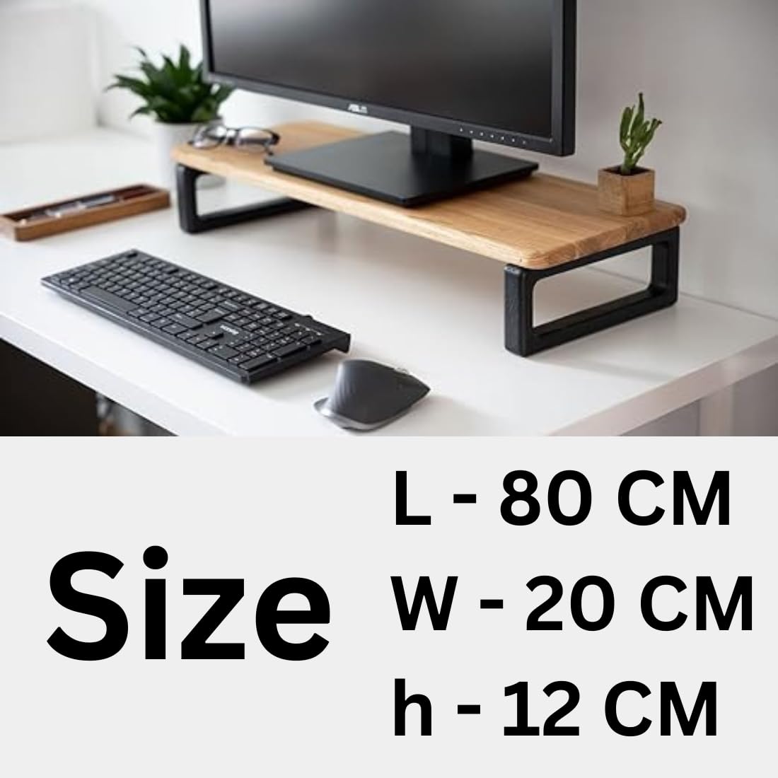 carpentray Store Wooden Monitor Stand with Storage Organizer for Desk, Tables, Office, Home, Studio, Study Table | Desktop Ergonomic Monitor Stand Riser (80cm)